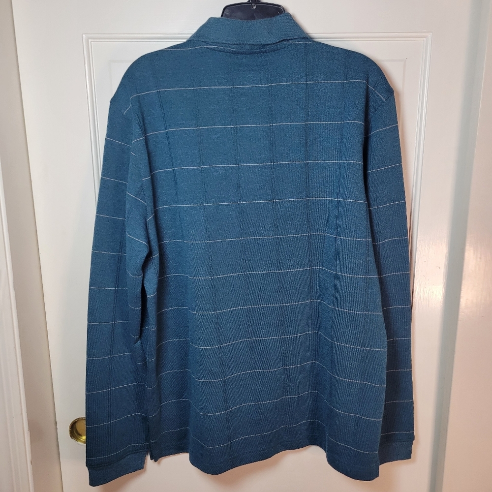 Van Heusen Men's Teal Long Sleeve Polo Medium